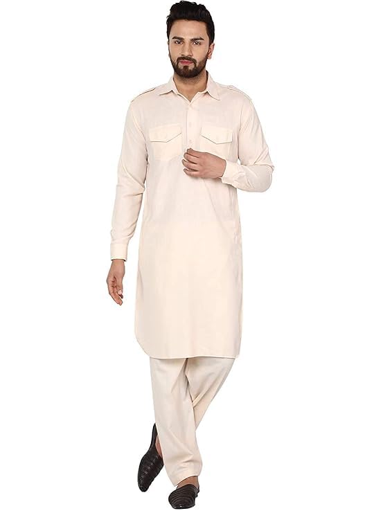 Aakrati Men's Tunic Cotton Pathani Style Set Indian Pakistani Traditional Wear
