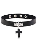LAFATINA Kreuz Choker Damen Leder Lederhalsband Halskette Punk Halloween Modeschmuck Halsband