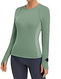 BMJL Women's Long Sleeve Workout Tops Gym Athletic Hiking Shirts Running Training Yoga T-Shirts Fall Outfits 2025 (Medium, Green)