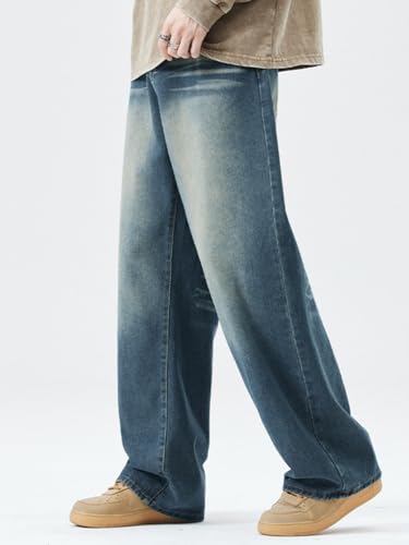 Jeans Pants Trousers Denim Spring Heavy Duty Washed Retro Street Trendy Men's High Loose Straight Down Long4