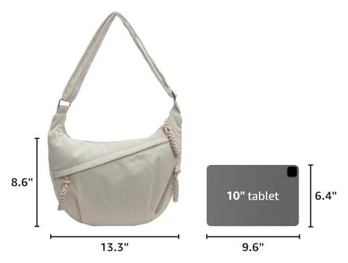 Image of Hobo Bag for Women Men Crescent Shoulder Bag Retro Nylon Canvas Crossbody Bag Slouchy Corduroy Dumpling Bag Purse | Retro