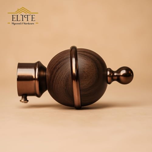 Image of Urban Elite Premium Curtain End Cap - Elegant Decorative Rod Finial for Window Drapes, Smooth Finish, Durable & Stylish, Perfect for Home & Office Decor (Rosegold|Wooden, Wooden, Medium)