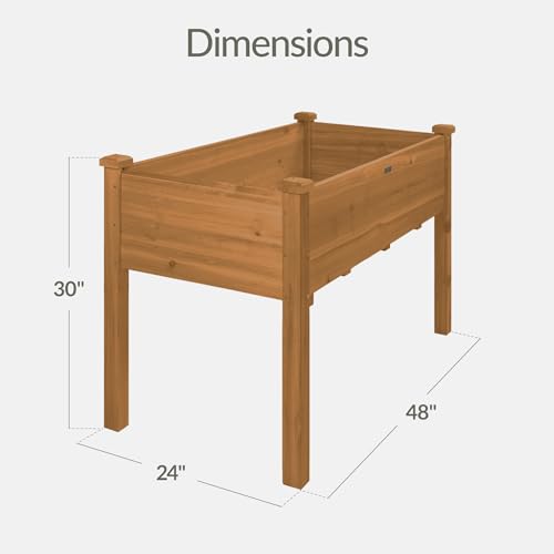 Image of Best Choice Products 48 x 24 x 30 Inches Raised Garden Bed, Elevated Wood Planter Box Stand for Backyard, Patio, Balcony with Bed Liner, 200 Pound Capacity - Acorn Brown