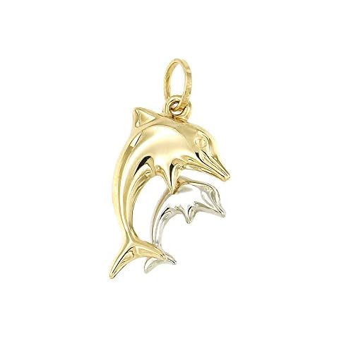 Lucchetta - Colgante Par de Delfines en Oro Blanco y Amarillo 14 quilates Cover