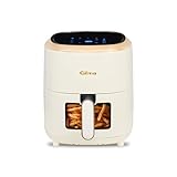 Gilma Crispa Air Fryer (4.2 L) | Digital Touch Screen Display|9-Preset Cooking Menu | 360 High Speed Air Circulation Technology|1200 W |Non-Stick|See-Through Basket|Anti-Slip|Cream white|2yrs warranty