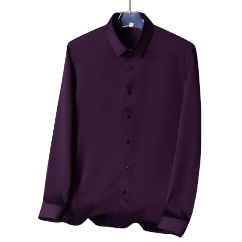 Image of Men's Satin Solid Full Sleeves Regular Fit Shirt