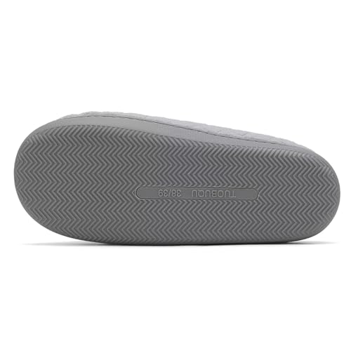 TUOBUQU Women's Memory Foam Slippers Warm Cozy Soft Lightweight House Shoes for Indoor & Outdoor Grey38/394