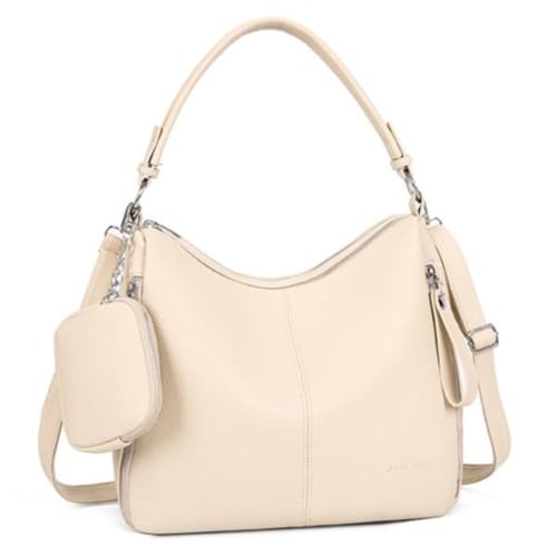 Bolsa Mochila Grande De Ombro e Transversal Feminina De Couro PU B303 AMY (Bege)