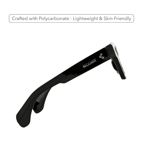 Image of MOONX Hydra S7 UV Protected Rectangular Sunglasses for Men & Women | Black PC Frame | Transparent Lens | Stylish Unisex Eyewear for Driving, Travel & Casual Outings