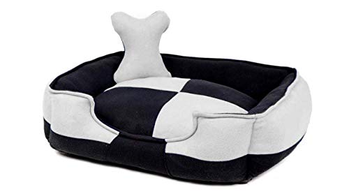Image of Petslover Ultra Soft Fleece Fabric Polyester Filled Sofa Reversible Dog /Cat Beds, Grey & Black (Export Quality) - Large