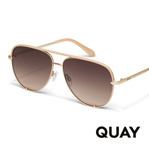 Image of QUAY High Key Extra Large Polarized Unisex Aviator Sunglasses, UV Protection, Oversized Accessories for On The Go Lifestyle