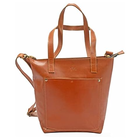 Orbit Art Gallery Vintage Genuine Leather Tote Bag for Women Large Shoulder Purse Handbag Women's Tote Handbags (Tan) Cover