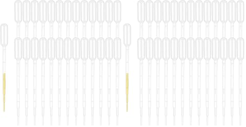 moveland 120PCS 1ML Premium Disposable Plastic Transfer Pipettes, Clear Graduated Eye Dropper for Essential Oils, Home Use, Science Class, Lab Experiments, DIY Art (Pack of 2)