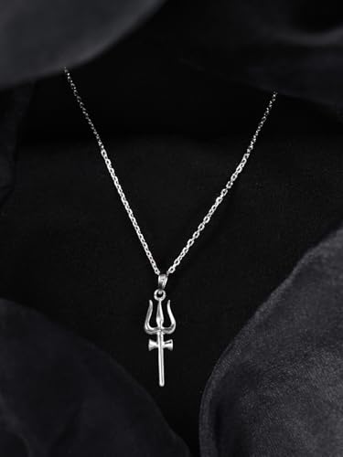 Image of Clara 925 Sterling Silver Shiva Trishul Pendant Necklace for Men & Women