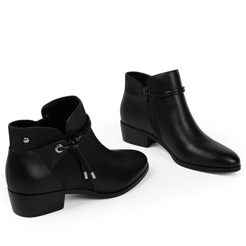 Ankle Boots for Women Low Heel Round Toe Chunky Short Booties with Side Zipper Fall Winter Boots3