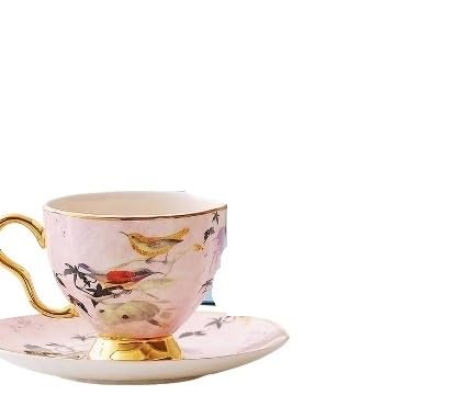 Set di Tazze e piattini da caffè e tè in Ceramica con Linee Dorate, Set di Tazze da caffè e piattini in Ceramica, Tazza da Latte e Succo, Piatto, Regalo di Compleanno per Ufficio e