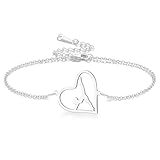 VASSAGO Pulseras de gimnasia regalos de gimnasia pulsera rítmica con dije de corazón bailarina gimnasia equipo de joyería para mujeres hija entrenadora (Plata 5)