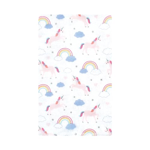 Image of Hudson Baby Unisex Baby Cotton Poly Flannel Burp Cloths, Unicorns Rainbows 10 Pack, One Size
