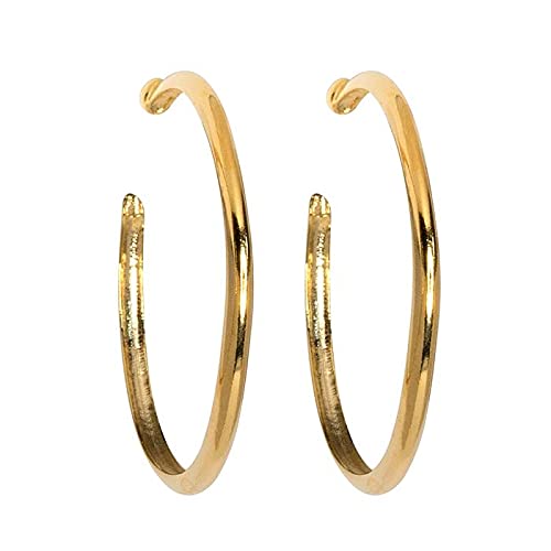 Kenneth Jay Lane Polished Gold Hoop Clip Earrings