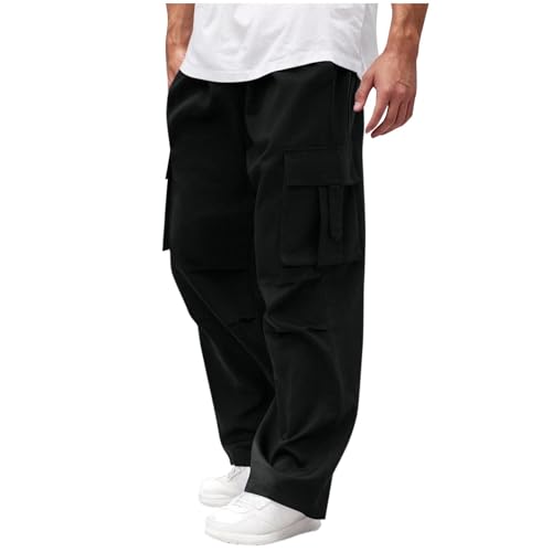 2025 - Pantalones cargo para hombre, pantalones cargo de verano, pantalones de trabajo holgados, pantalones ligeros de verano, cómodos pantalones casuales con goma elástica Leisure Plain Pants