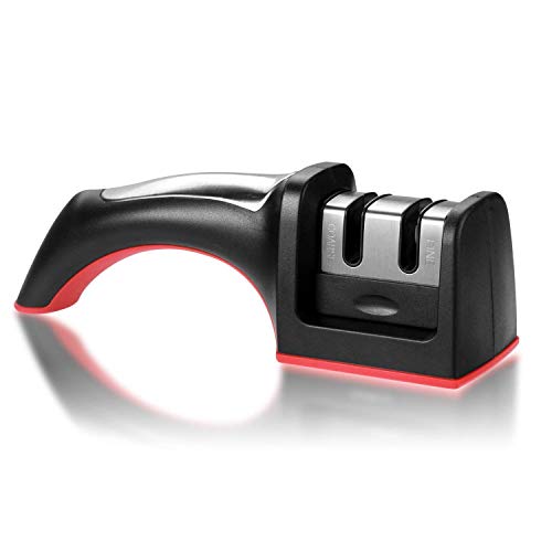 AARCHITA 2 Slots Kitchen Knife Sharpener Manual System Knife Sharpener with Anti-Slip Rubber Base for Grip (Multicolor)