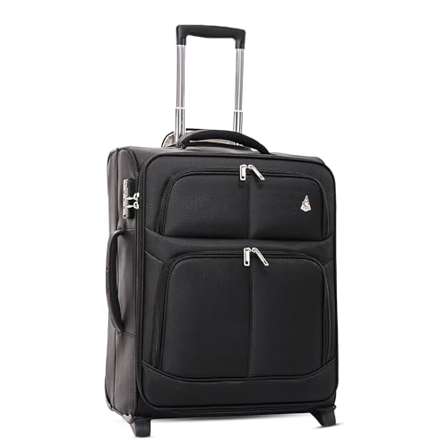 Aerolite 55x40x20 Expandable 42L Suitcase Carry-On Cabin Luggage Trolley + 40x20x25 Ryanair Cabin Travel Bag Set