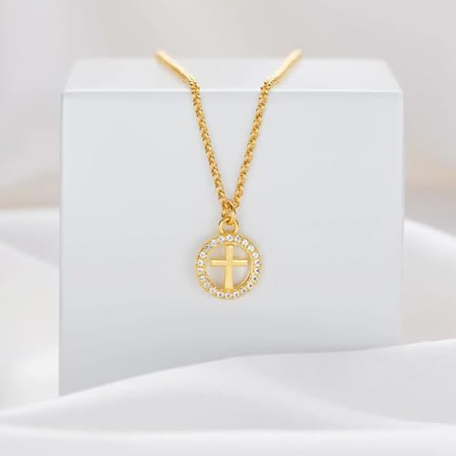 Cruz de comunión de oro con topacio blanco y regalos de damas de honor 2