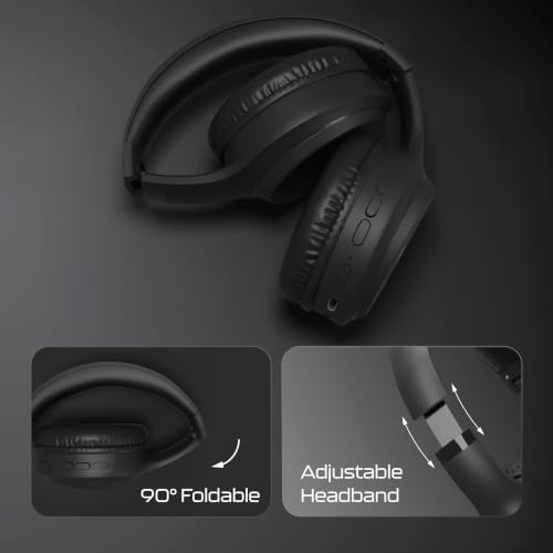 Image of Geonix Audicle Air Wireless Over-Ear Headphones - 70Hrs Playtime, Bluetooth 5.4 + AUX Dual Mode, Dual Device Pairing, Type-C Fast Charging, Comfortable Over Ear Headset (Black)