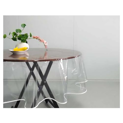 A2ZWORLD Toalha de mesa transparente de PVC para mesa de jantar, piquenique, impermeável, resistente ao desgaste, fácil de limpar (redonda, diâmetro 140 cm)