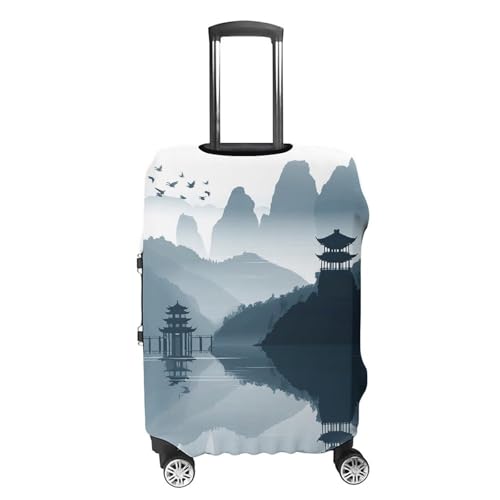 Chinese Style Landscape Luggage Cover, Washable Elastic Suitcase Cover Protector Fit 18-32 Inch Luggage4