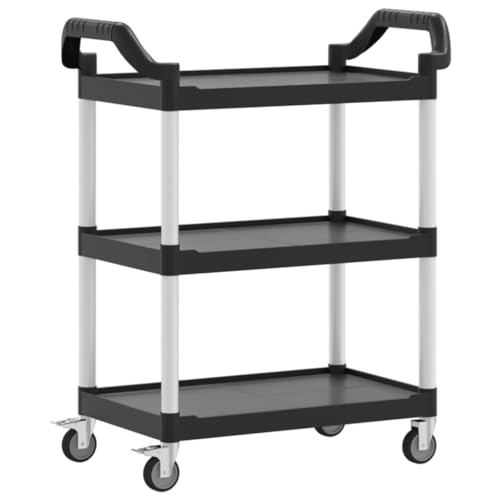 Kangmusi 30320 - Carrito con ruedas (3 niveles, aluminio, 81 x 41 x 92 cm), color negro