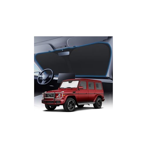 Image of KUST Windshield Sun Shade Custom Fit for 1990-2018 Mercedes G W463 G550 G55 G63 G65 Accessories(Not for 2019-2021 Mercedes Benz G Class)Car Windshield Sunshade Window Sun Visor Protector Foldable Bloc