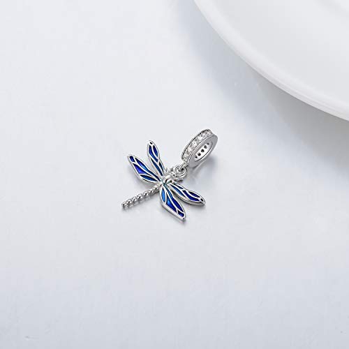 Leecci Dragonfly Charm For Bracelet Sterling Silver Dragonfly Dangle Charms Bead With Cubic Zirconia Dragon Jewelry For Women #TOP2