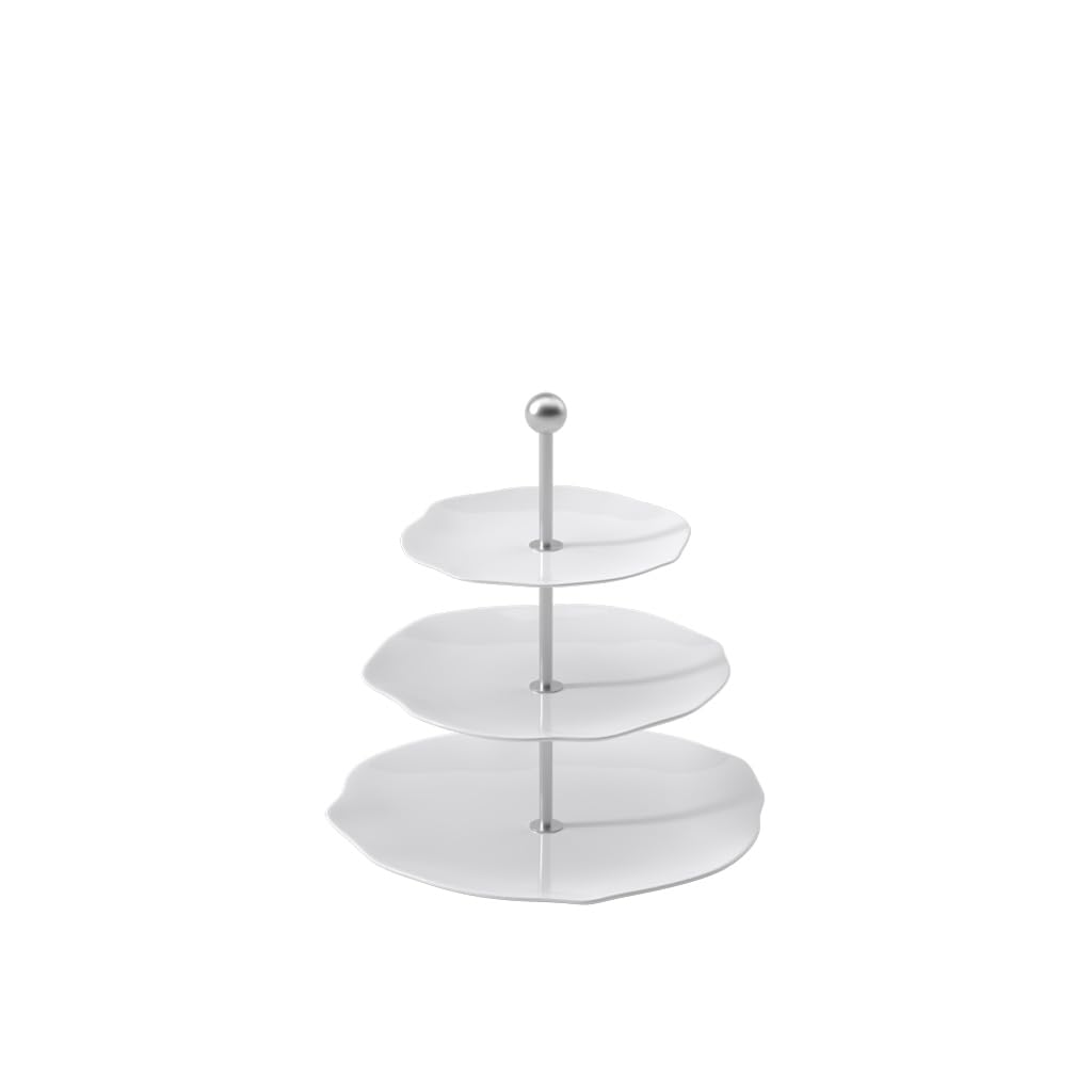Villeroy & Boch – Pura Etagere, ca. 27,5 × 27,5 × 27 cm, Reinweiß, spülmaschinenfest & mikrowellensicher, fließende Form, Premium Bone Porzellan made in Germany