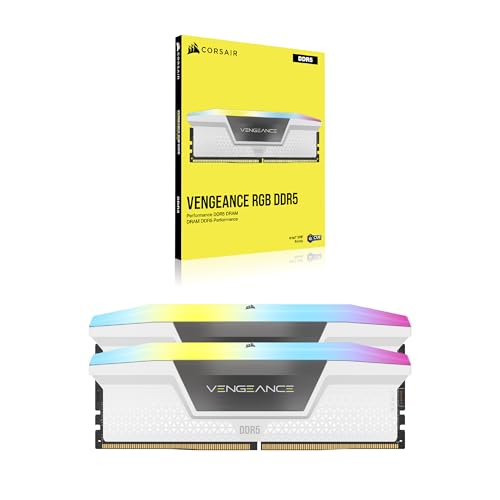 Image of CORSAIR Vengeance RGB DDR5 RAM 64GB (2x32GB) 6000MHz CL30-36-36-76 1.4V AMD Expo & Intel XMP Desktop Computer Memory - White (CMH64GX5M2B6000Z30W)