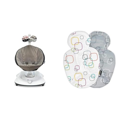 Image of 4moms RockaRoo Baby Rocker in Graphite with Plush Infant Insert, Multicolor