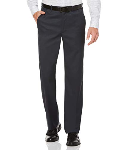 Perry Ellis Men's Portfolio Classic Fit Flat Front Folio Flex Waistband Sharkskin Pant, Azure Blue, 29x30