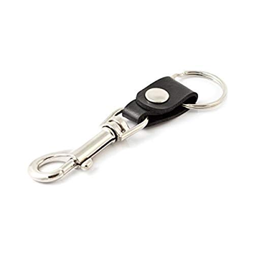 KEY-BAK Bolt Snap with Leather Split Ring Holder Key Chain Accessory, 1.125 inch Split Ring, Black (0305-907)