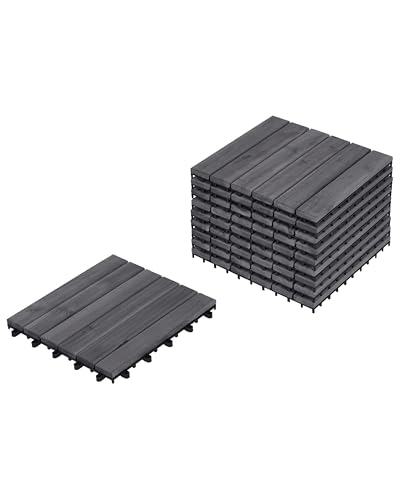 Revêtement Extérieur Parquet de Jardin Patio Balcon Résistant aux Intempéries Base Plastique Bois d'Acacia Certifié Gris Accettura