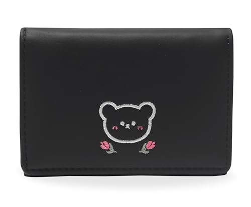 Image of INOVERA (LABEL) Trifold Wallets for Girls, Women - Faux Leather Mini Credit Cards, Cash Holder Wallet - Small Pocket Purse (Black)