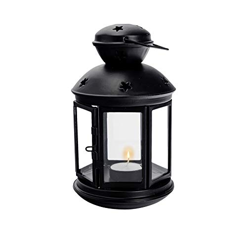 Nicola Spring Lanterne Porte-Bougie à Suspendre - métal/Style Vintage - intérieur/extérieur - Noir - 20 cm