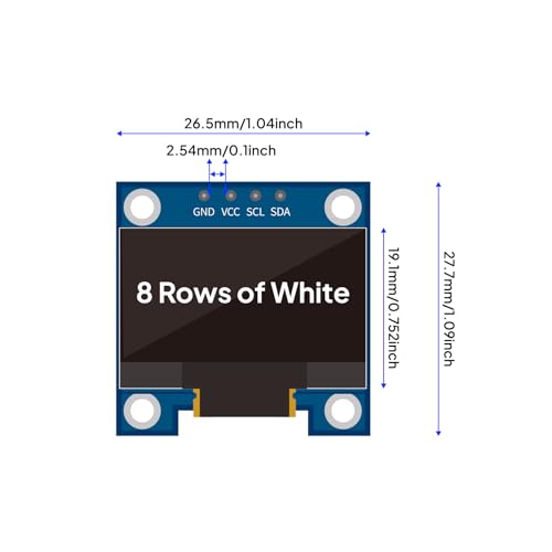 Image of ELEGOO 3PCS 0.96 Inch OLED Display Screen Module Compact Self-Luminous SSD1306 I2C Display Mini Screens for Arduino Projects (White)