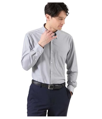 [ニューヨーカー] ロングスリーブ トリコット 千鳥 長袖ボタンダウンシャツ メンズ 16708350 グレー XL