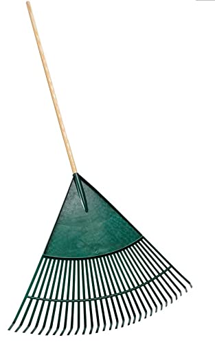 Easy Shopping® Garden Lawn Leaf Rake 20 Tooth Tines 150cm Strong Long Handle Lightweight Comfortable Grip Green Blade