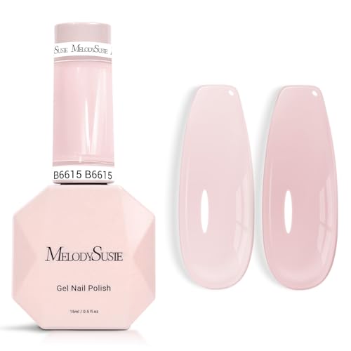 Image of MelodySusie Jeweliver Gel Nail Polish, 0.5Fl.oz Pink Gel Polish Cream Color Soak Off UV LED Light Cure Gift for Women Manicure Nail Art DIY at Home B6615