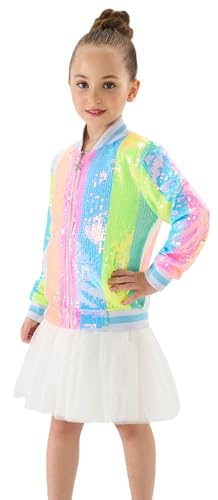 Image of 2Bunnies Girl Ombre Pastel Gradient Shimmer Sparkle Colorful Sequin Bomber Jacket