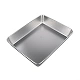 Robustes Edelstahl-Serviertablett mit tiefen Kanten für Lebensmittel, rechteckige Form, spülmaschinenfest, geeignet für den Einsatz in der Schule, Picknicks, Camping und Pflegeheimen (30 x 25 x 5,5 cm