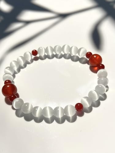 Selenite Charged Healing Crystal Bracelet for Women White Opal