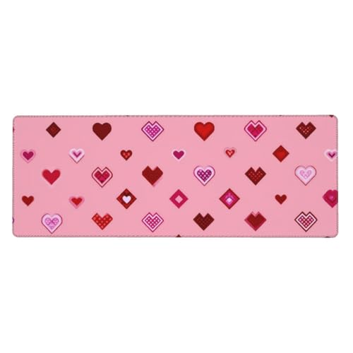 Tapis de souris bureau maison 80x30 cm cœurs antidérapant