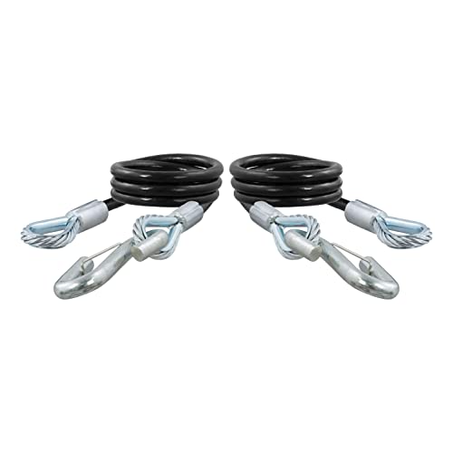 CURT 80176 44-Inch Vinyl-Coated Trailer Safety Cables, 17/32-In Snap Hooks, 7,500 lbs Break Strength, 2-Pack